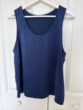 Lunya Silk Pyjama Tank Top Blue Size Back Opening No Size Tag Approx M/L